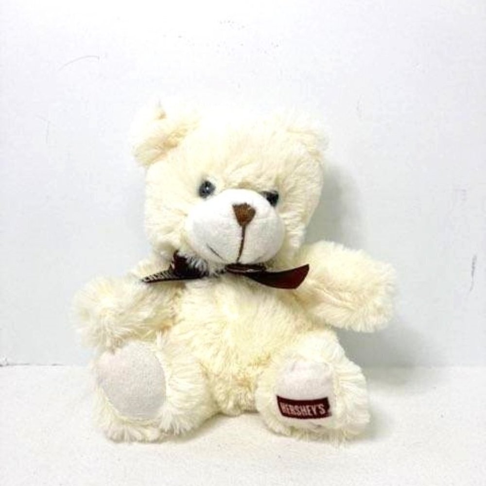 Galerie Hershey's Ivory White Teddy Bear Stuffed Toy Plush Chocolate Brown Bow